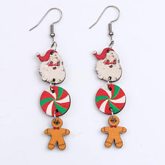 Funny Christmas Dangle Earrings Gingerbread Santa Claus Earrings For Women