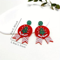 Christmas Earrings & Ear Studs Candy Cane Green Sweater