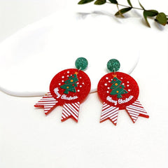 Christmas Earrings & Ear Studs Candy Cane Green Sweater