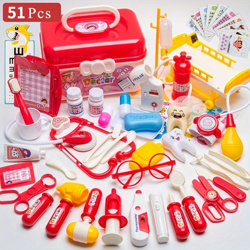 Kids Doctor Toy Set 51pcs for Play House Pretend Play