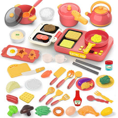 Kids Kitchen Toy Set with Cooktop Pretend Cooking Playset
