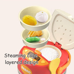 Kids Kitchen Toy Set with Cooktop Pretend Cooking Playset