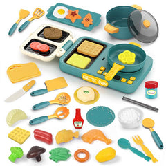 Kids Kitchen Toy Set with Cooktop Pretend Cooking Playset