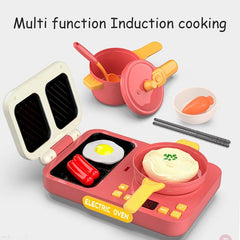 Kids Kitchen Toy Set with Cooktop Pretend Cooking Playset