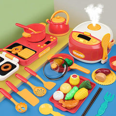 Kids Kitchen Toy Set with Cooktop Pretend Cooking Playset