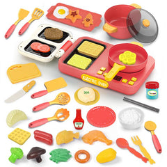 Kids Kitchen Toy Set with Cooktop Pretend Cooking Playset