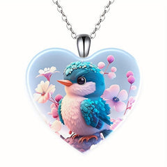 Heart Bird Crystal Pendant Jewelry Set for Men and Women
