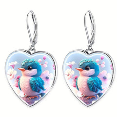 Heart Bird Crystal Pendant Jewelry Set for Men and Women