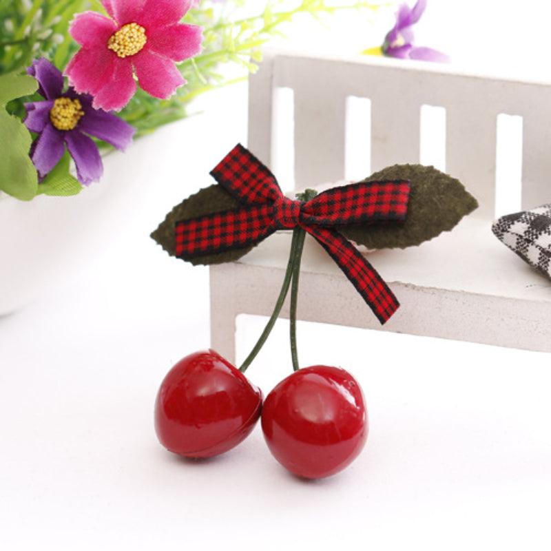 Children's Cherry Hairpin Bow Princess Head Flower