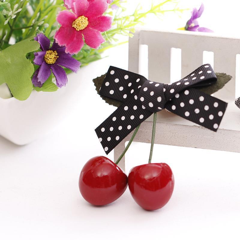 Children's Cherry Hairpin Bow Princess Head Flower