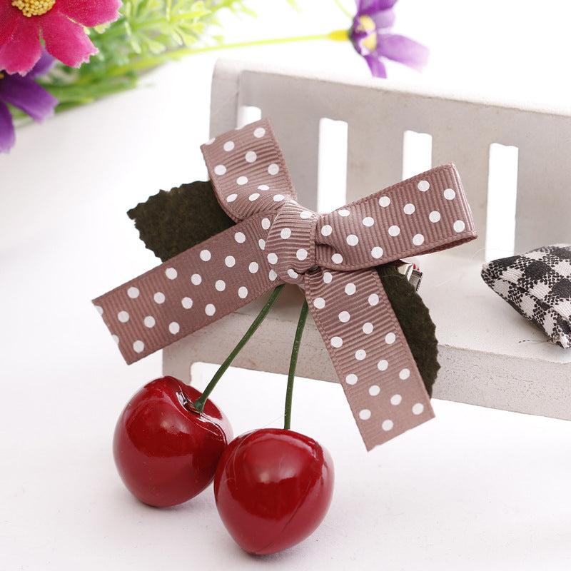 Children's Cherry Hairpin Bow Princess Head Flower
