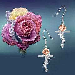 Light & Pink Rose Butterfly Cross Earrings For Women & Girls