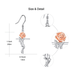 Light & Pink Rose Butterfly Cross Earrings For Women & Girls