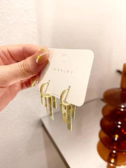 Metal Tassel Drop Earrings Rectangular Design
