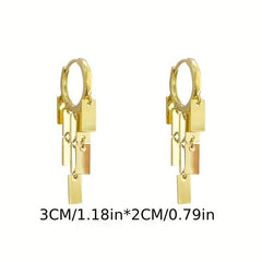 Metal Tassel Drop Earrings Rectangular Design