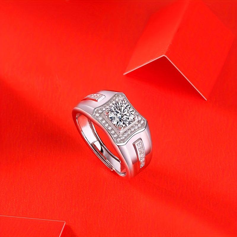 1ct Moissanite 925 Silver Men's Wedding Band