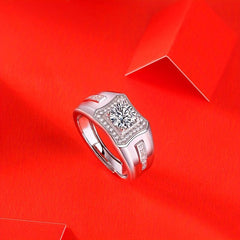 1ct Moissanite 925 Silver Men's Wedding Band