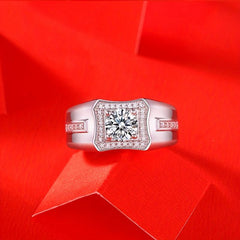 1ct Moissanite 925 Silver Men's Wedding Band