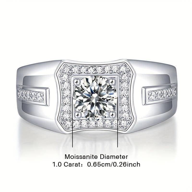 1ct Moissanite 925 Silver Men's Wedding Band