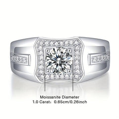 1ct Moissanite 925 Silver Men's Wedding Band