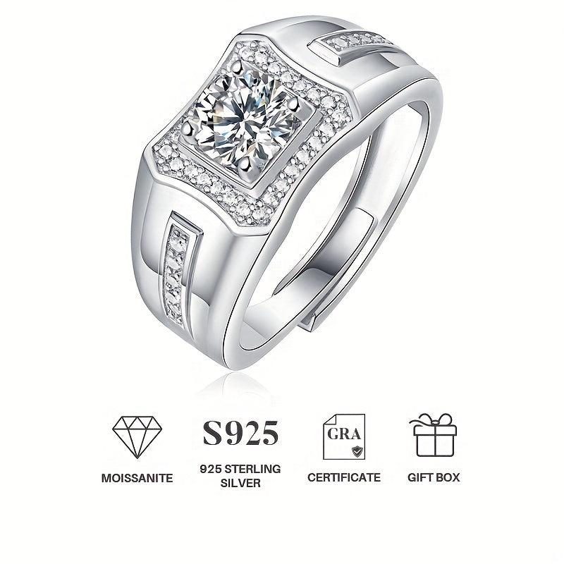 1ct Moissanite 925 Silver Men's Wedding Band
