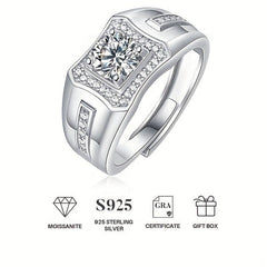 1ct Moissanite 925 Silver Men's Wedding Band