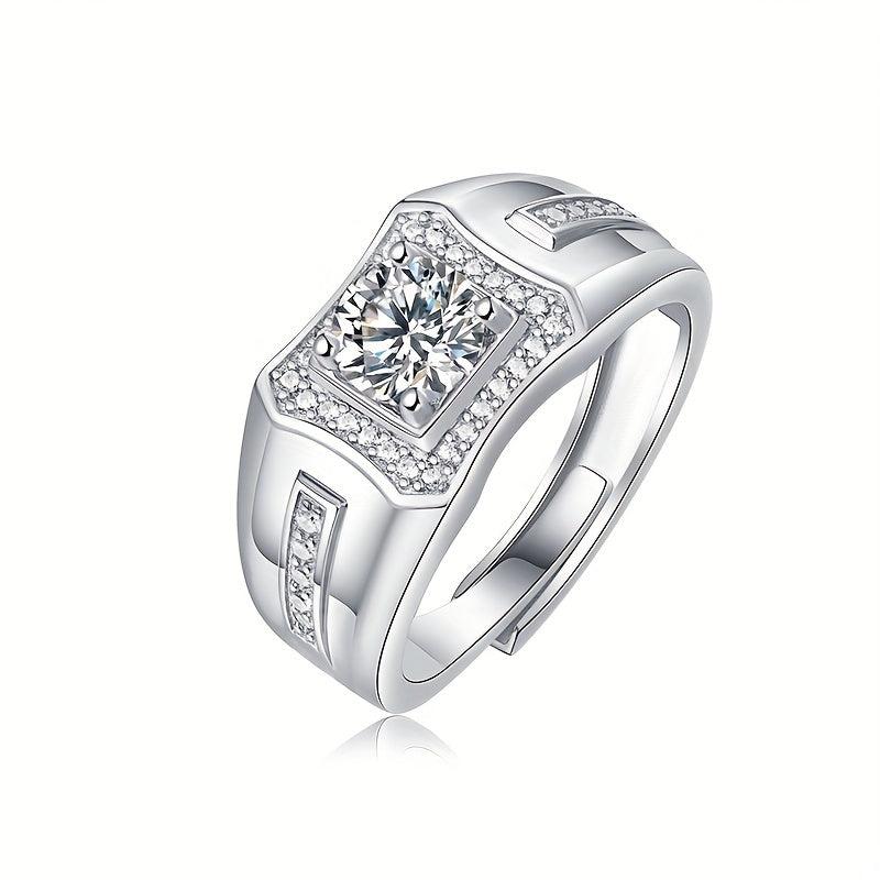 1ct Moissanite 925 Silver Men's Wedding Band