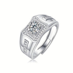 1ct Moissanite 925 Silver Men's Wedding Band