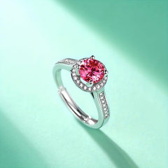 1ct Pink Moissanite Ring 925 Sterling Silver Wedding Band For Women