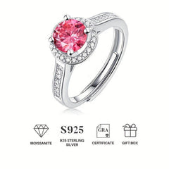 1ct Pink Moissanite Ring 925 Sterling Silver Wedding Band For Women