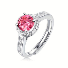 1ct Pink Moissanite Ring 925 Sterling Silver Wedding Band For Women