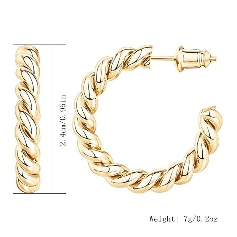Vintage Metal Twisted C Word Earrings Bohemian Style Jewelry