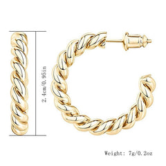 Vintage Metal Twisted C Word Earrings Bohemian Style Jewelry