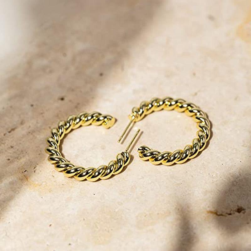 Vintage Metal Twisted C Word Earrings Bohemian Style Jewelry