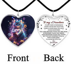 Cat Pattern Glass Pendant Necklace Earring Set For Girl