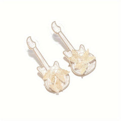 Pink Bohemian Butterfly Guitar Y2K Earrings