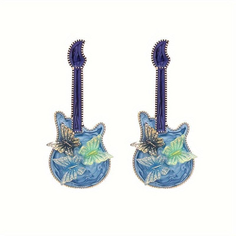Pink Bohemian Butterfly Guitar Y2K Earrings