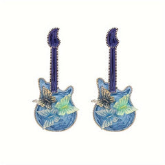 Pink Bohemian Butterfly Guitar Y2K Earrings