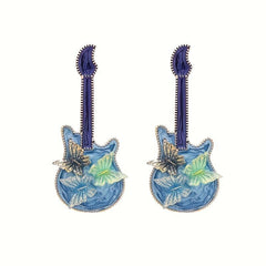 Pink Bohemian Butterfly Guitar Y2K Earrings