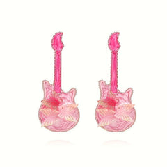 Pink Bohemian Butterfly Guitar Y2K Earrings