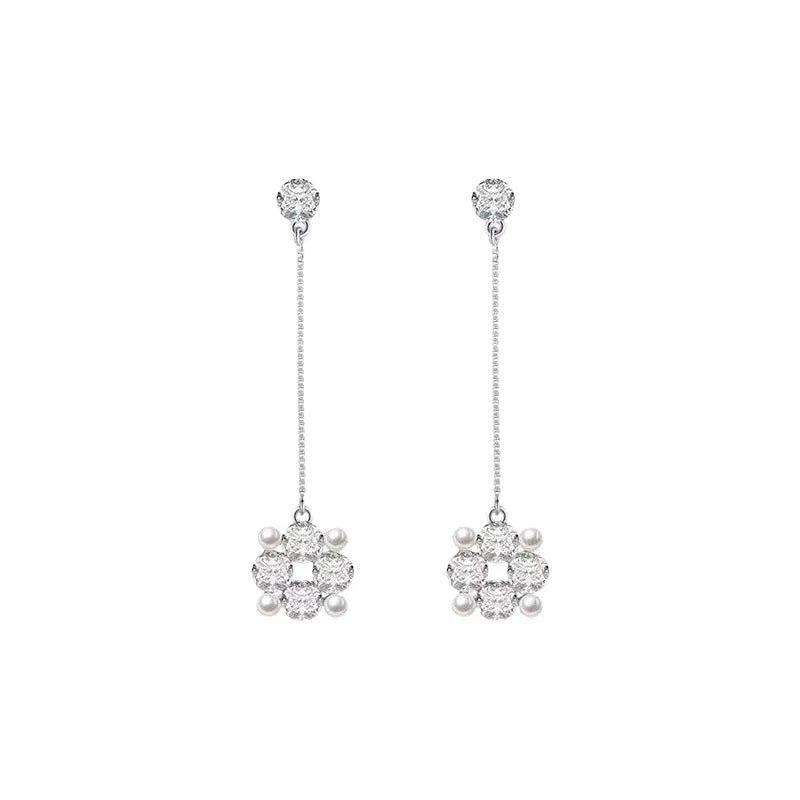 Flower Tassel Earrings Long Dangle Drop Studs for Women