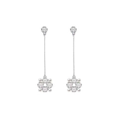 Flower Tassel Earrings Long Dangle Drop Studs for Women