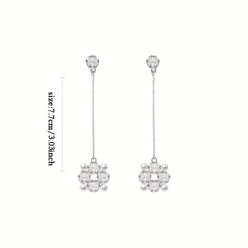 Flower Tassel Earrings Long Dangle Drop Studs for Women