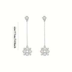 Flower Tassel Earrings Long Dangle Drop Studs for Women