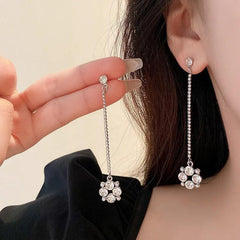 Flower Tassel Earrings Long Dangle Drop Studs for Women