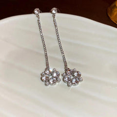 Flower Tassel Earrings Long Dangle Drop Studs for Women
