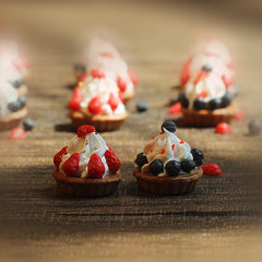 Dollhouse Mini Cream Dessert Fruit Tart Ornament