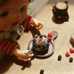 Dollhouse Mini Cream Dessert Fruit Tart Ornament