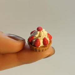 Dollhouse Mini Cream Dessert Fruit Tart Ornament