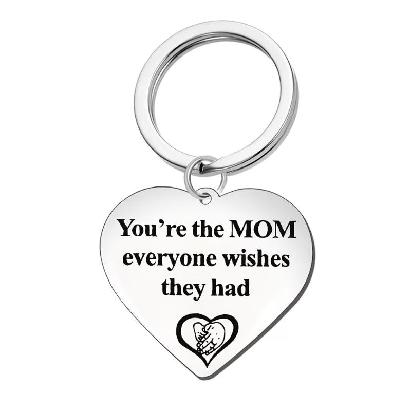 Mom's Gift Peach Heart Keychain